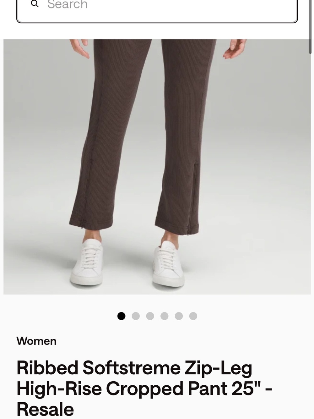 High-Rise Ribbed Zip-Leg Cropped Pants in Espresso